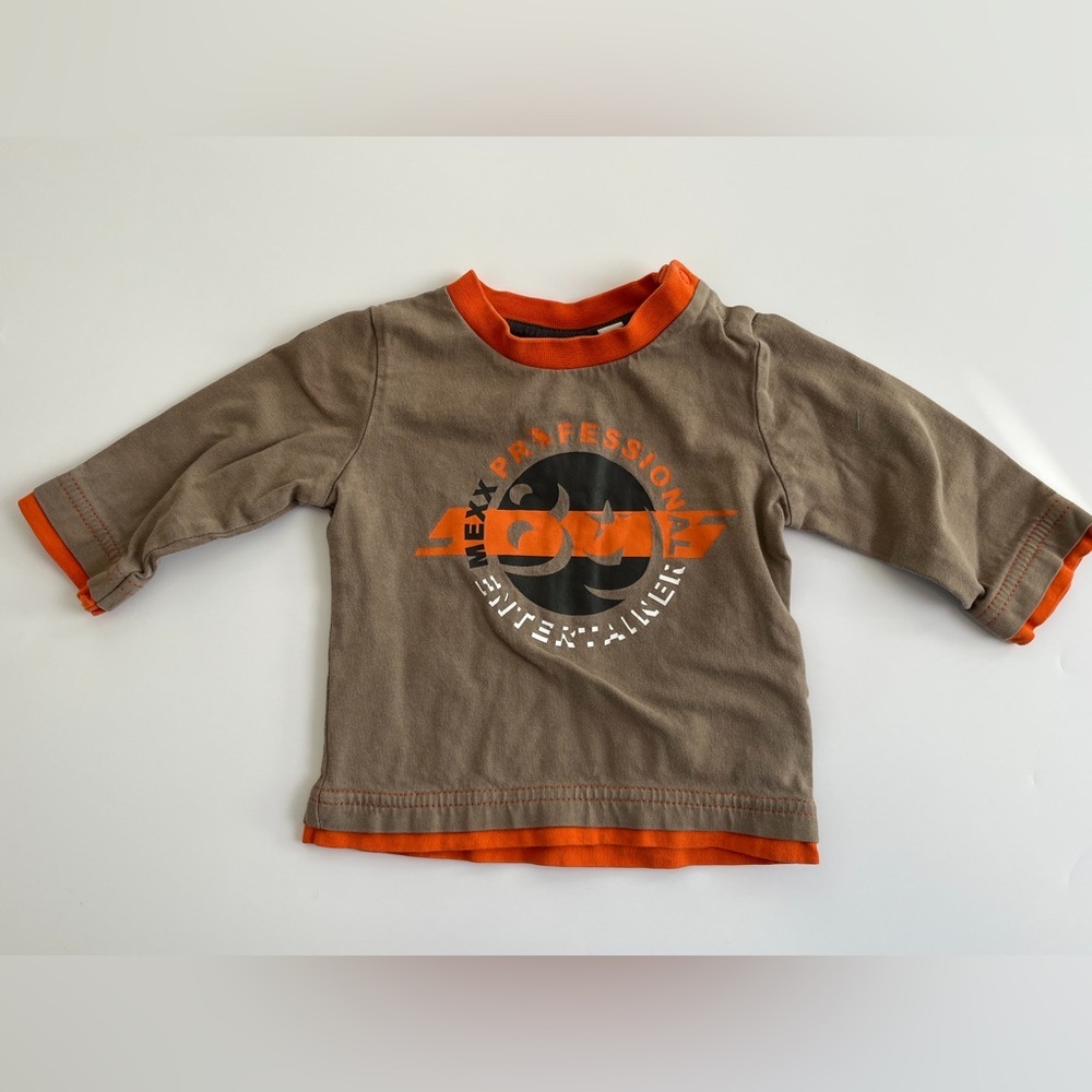 Mexx Brown and Orange Long Sleeve Tee with Graphic Design